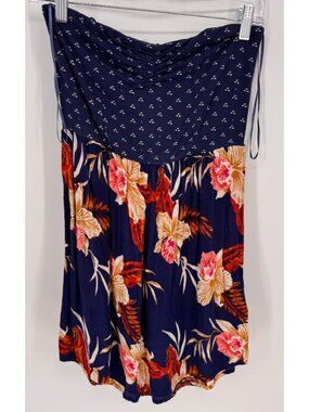 Roxy Womens Y2K Lightweight Navy Blue Floral Printed Strapless Dress Size S